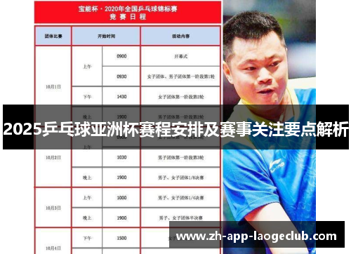 2025乒乓球亚洲杯赛程安排及赛事关注要点解析
